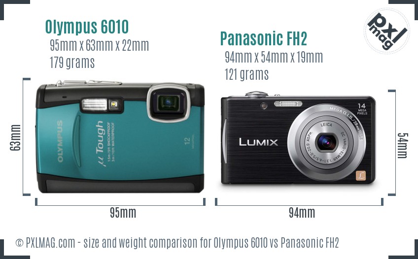 Olympus 6010 vs Panasonic FH2 size comparison