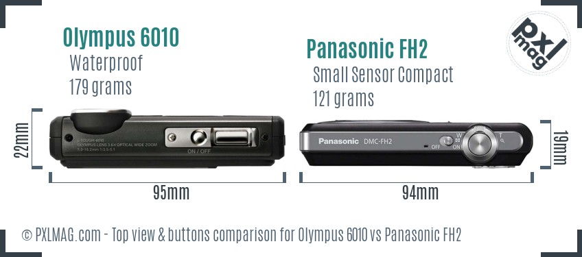 Olympus 6010 vs Panasonic FH2 top view buttons comparison