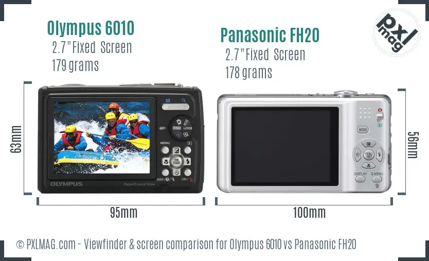 Olympus 6010 vs Panasonic FH20 Screen and Viewfinder comparison