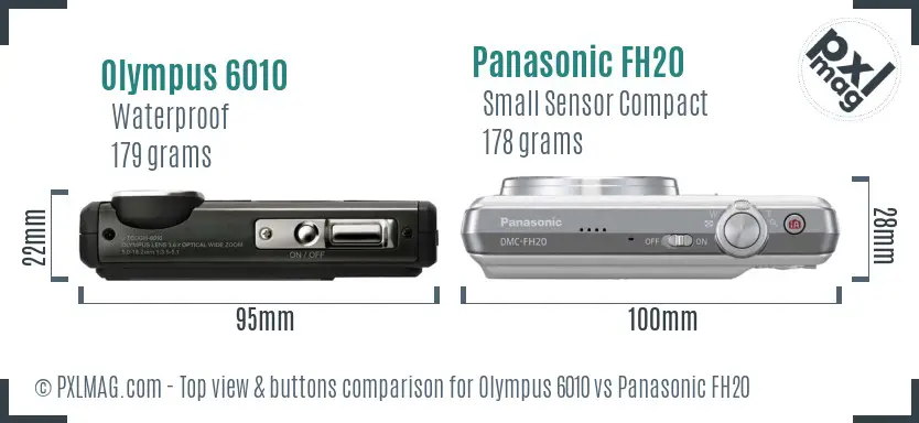 Olympus 6010 vs Panasonic FH20 top view buttons comparison