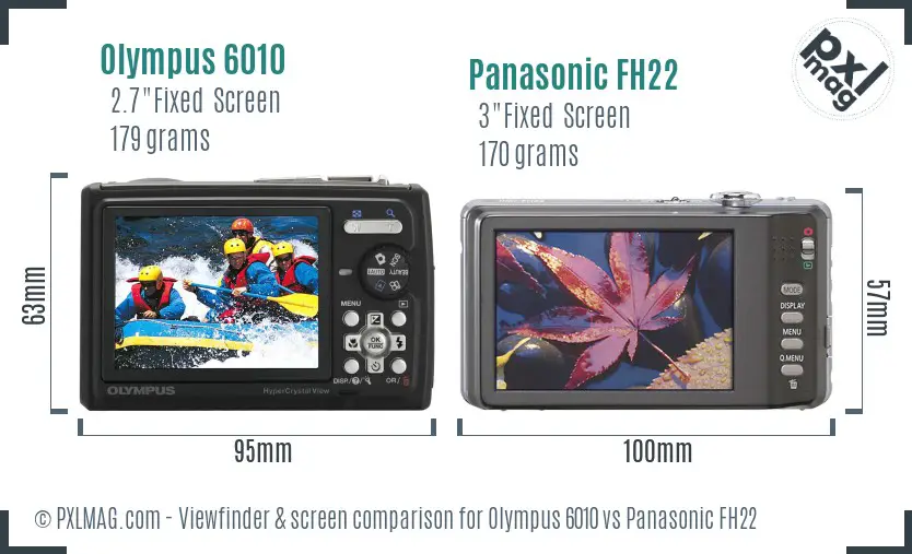 Olympus 6010 vs Panasonic FH22 Screen and Viewfinder comparison