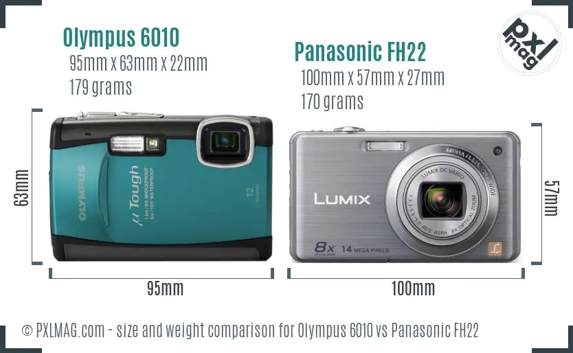 Olympus 6010 vs Panasonic FH22 size comparison