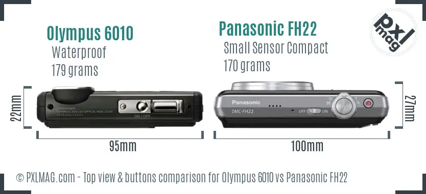 Olympus 6010 vs Panasonic FH22 top view buttons comparison