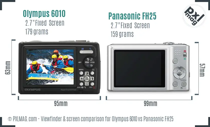 Olympus 6010 vs Panasonic FH25 Screen and Viewfinder comparison