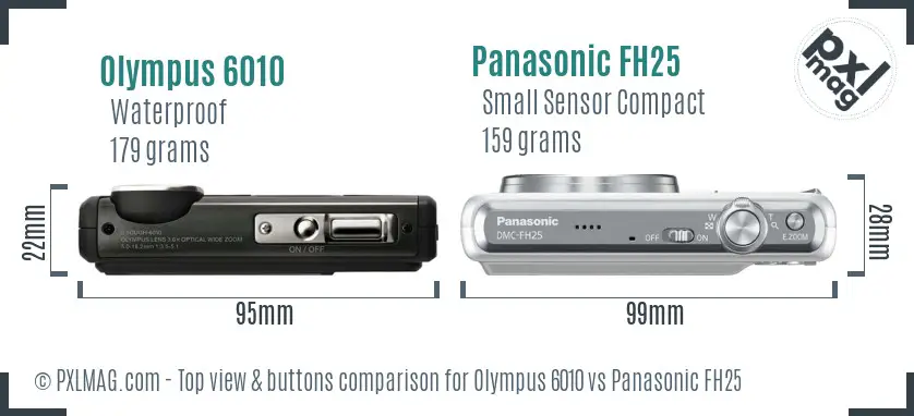 Olympus 6010 vs Panasonic FH25 top view buttons comparison