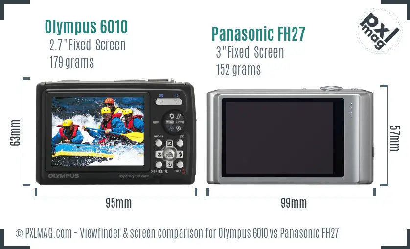 Olympus 6010 vs Panasonic FH27 Screen and Viewfinder comparison