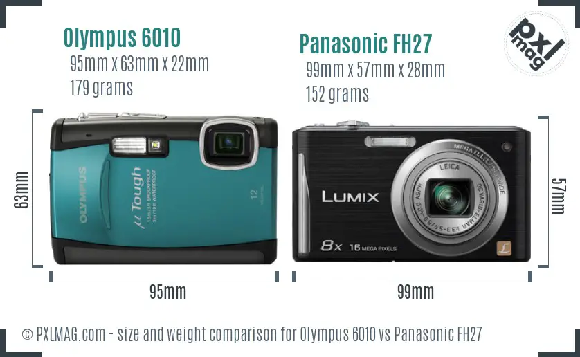 Olympus 6010 vs Panasonic FH27 size comparison