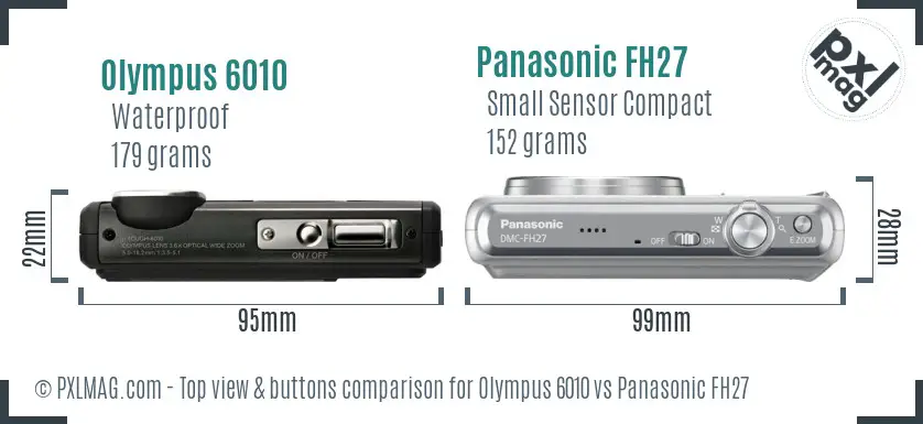 Olympus 6010 vs Panasonic FH27 top view buttons comparison