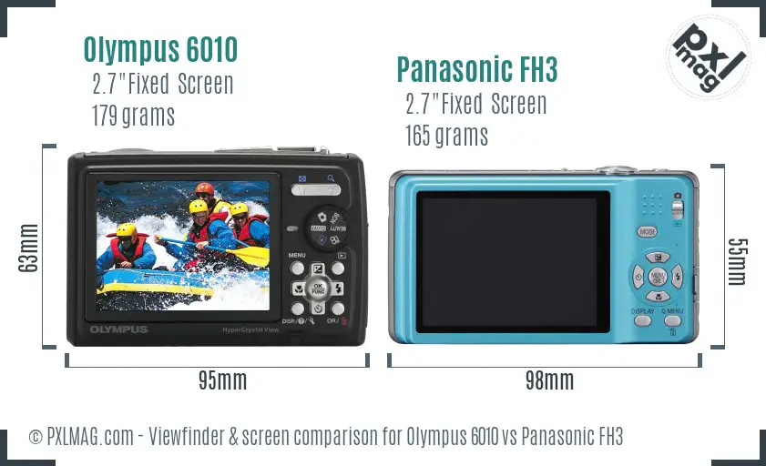 Olympus 6010 vs Panasonic FH3 Screen and Viewfinder comparison