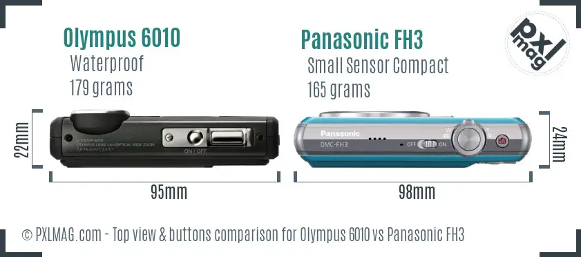 Olympus 6010 vs Panasonic FH3 top view buttons comparison