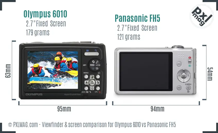 Olympus 6010 vs Panasonic FH5 Screen and Viewfinder comparison