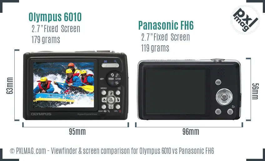 Olympus 6010 vs Panasonic FH6 Screen and Viewfinder comparison