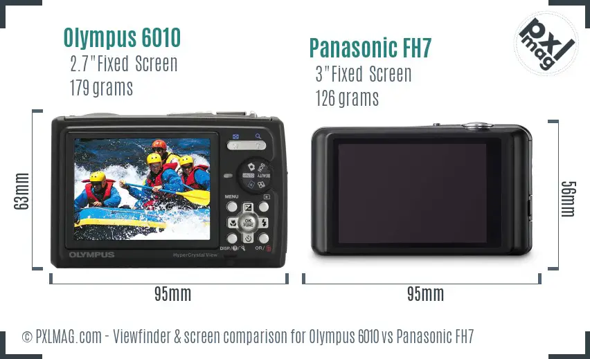 Olympus 6010 vs Panasonic FH7 Screen and Viewfinder comparison