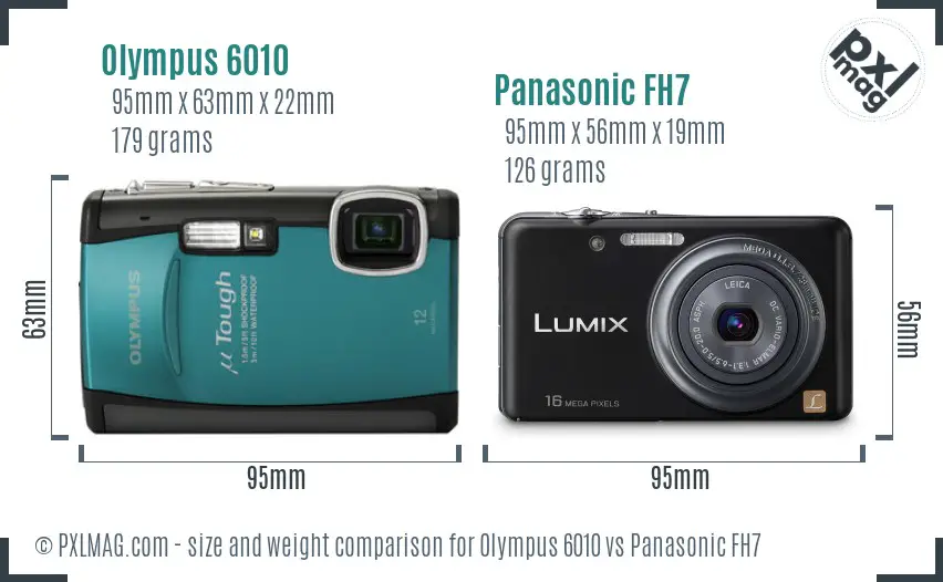 Olympus 6010 vs Panasonic FH7 size comparison
