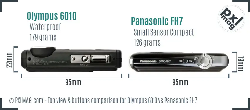 Olympus 6010 vs Panasonic FH7 top view buttons comparison