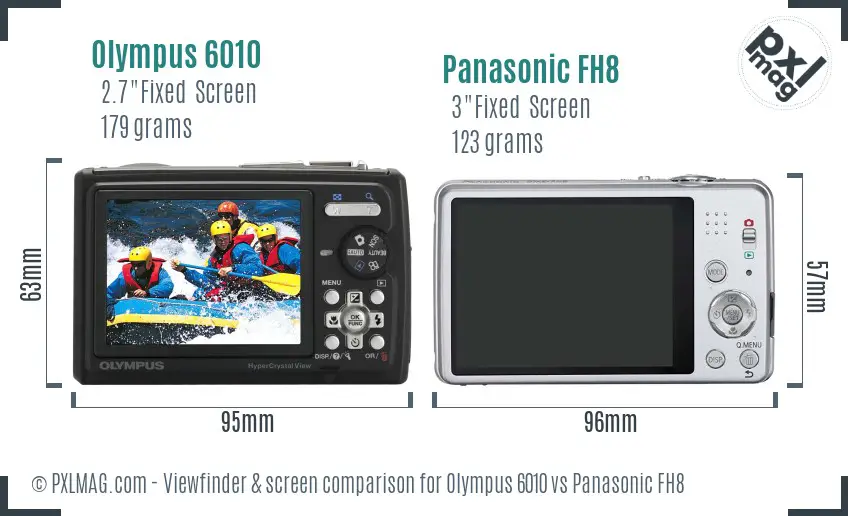 Olympus 6010 vs Panasonic FH8 Screen and Viewfinder comparison