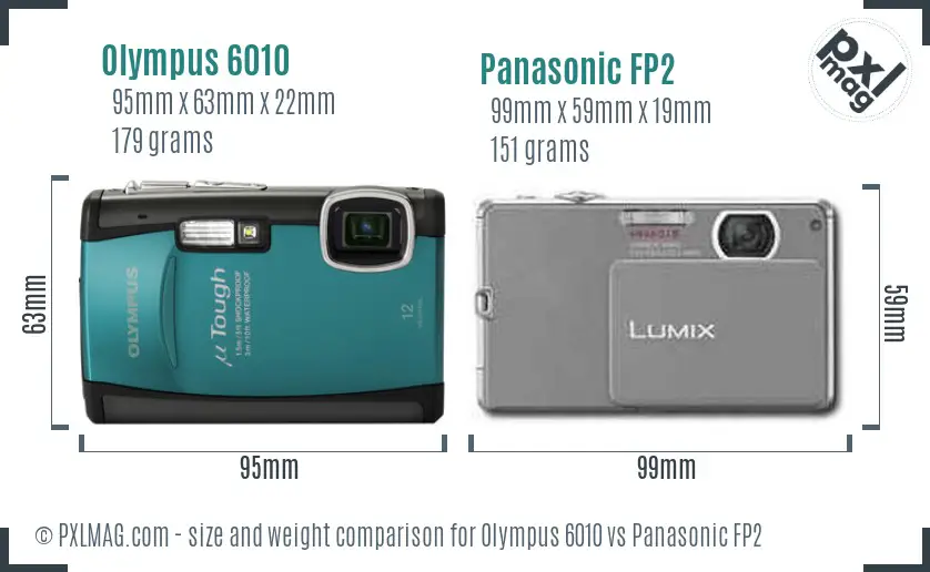Olympus 6010 vs Panasonic FP2 size comparison