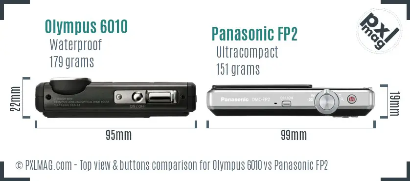 Olympus 6010 vs Panasonic FP2 top view buttons comparison