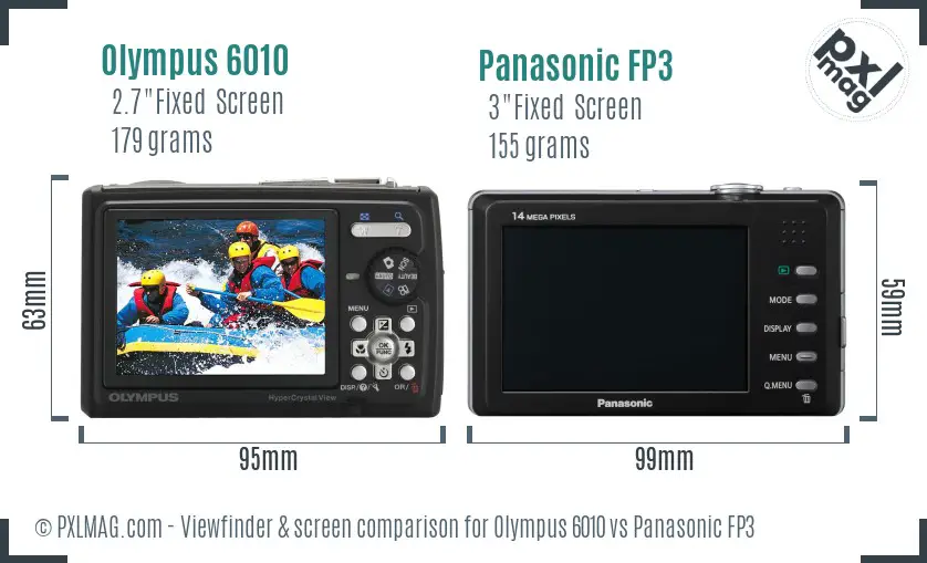 Olympus 6010 vs Panasonic FP3 Screen and Viewfinder comparison