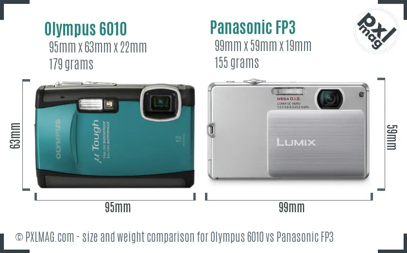 Olympus 6010 vs Panasonic FP3 size comparison