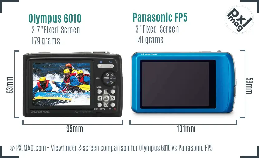 Olympus 6010 vs Panasonic FP5 Screen and Viewfinder comparison
