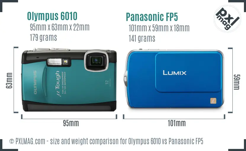 Olympus 6010 vs Panasonic FP5 size comparison