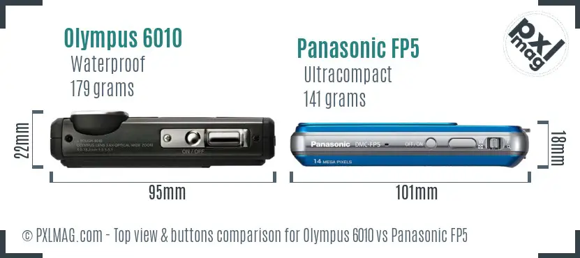 Olympus 6010 vs Panasonic FP5 top view buttons comparison