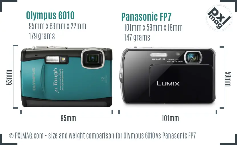 Olympus 6010 vs Panasonic FP7 size comparison