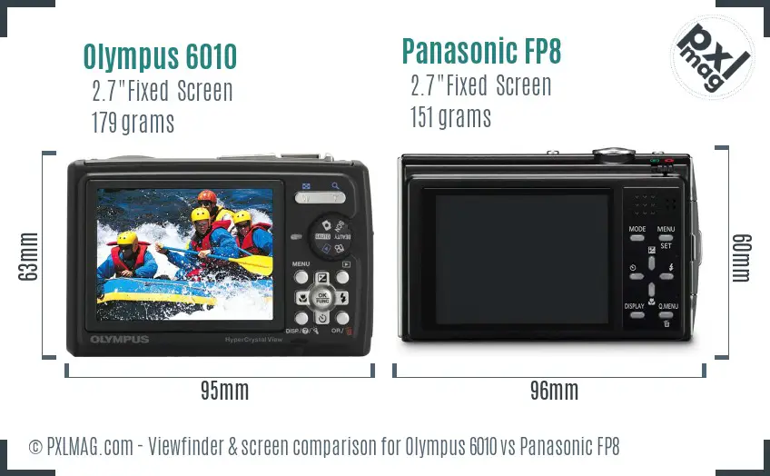 Olympus 6010 vs Panasonic FP8 Screen and Viewfinder comparison