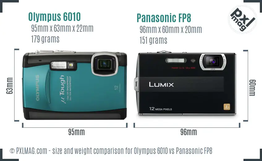Olympus 6010 vs Panasonic FP8 size comparison