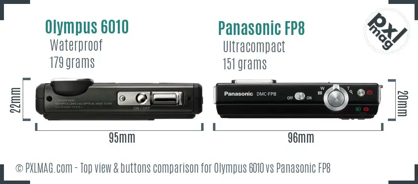 Olympus 6010 vs Panasonic FP8 top view buttons comparison