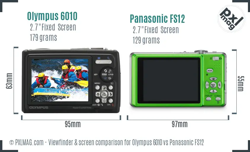 Olympus 6010 vs Panasonic FS12 Screen and Viewfinder comparison