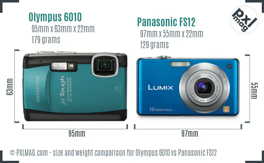 Olympus 6010 vs Panasonic FS12 size comparison