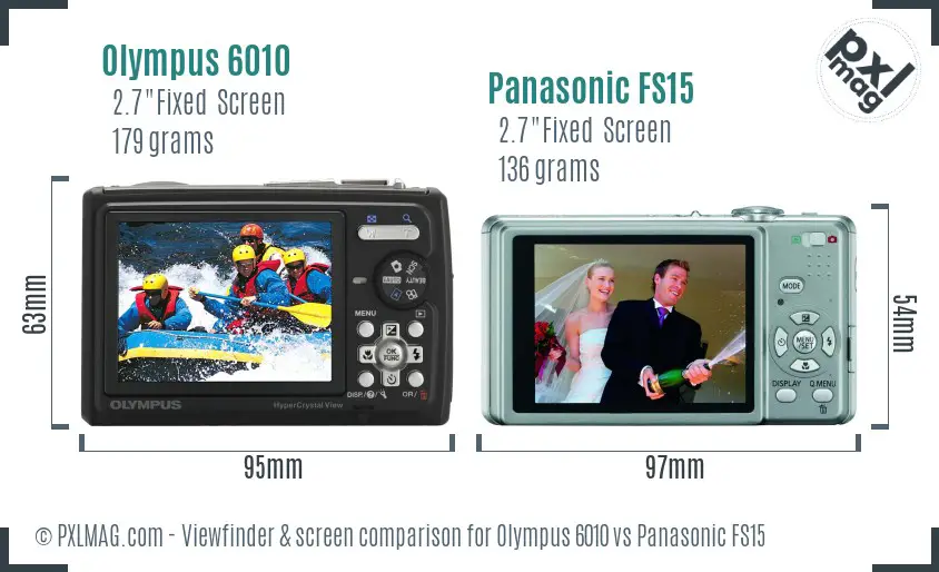 Olympus 6010 vs Panasonic FS15 Screen and Viewfinder comparison