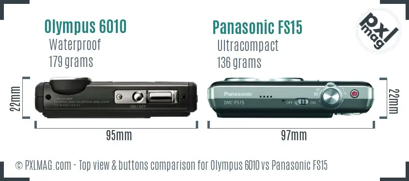 Olympus 6010 vs Panasonic FS15 top view buttons comparison