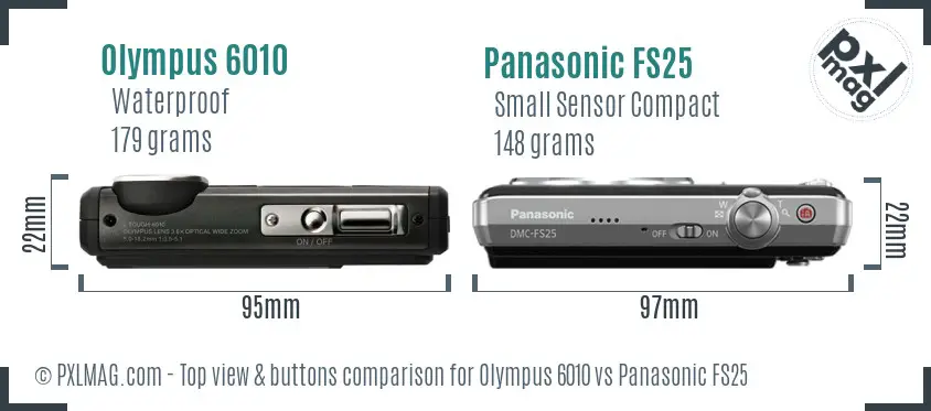 Olympus 6010 vs Panasonic FS25 top view buttons comparison