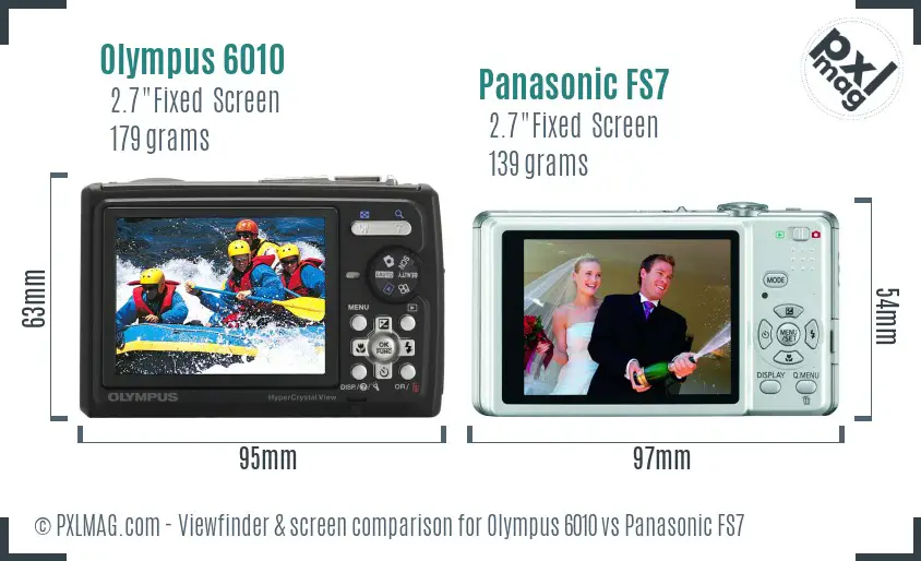 Olympus 6010 vs Panasonic FS7 Screen and Viewfinder comparison