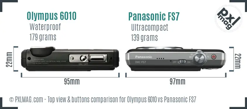 Olympus 6010 vs Panasonic FS7 top view buttons comparison