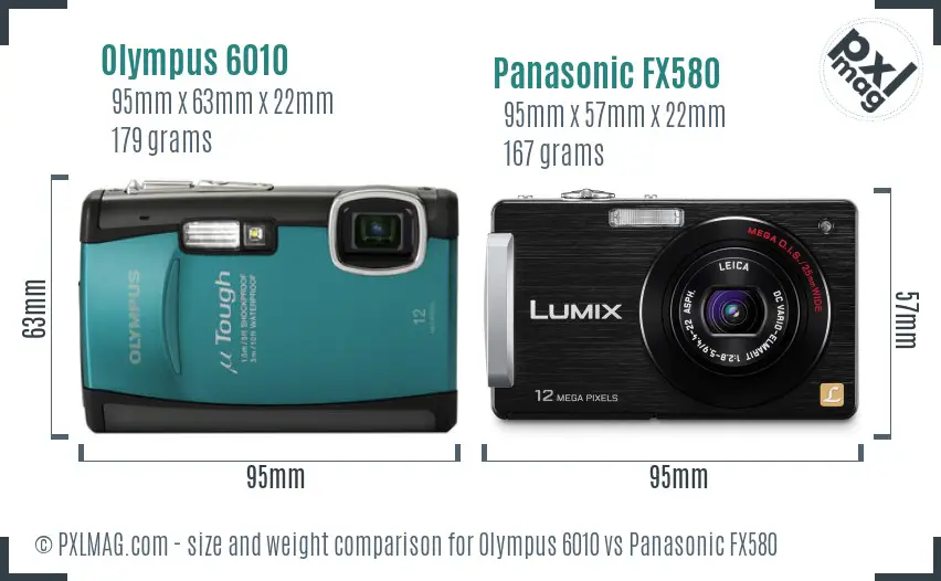 Olympus 6010 vs Panasonic FX580 size comparison