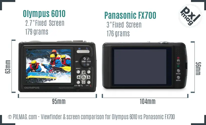 Olympus 6010 vs Panasonic FX700 Screen and Viewfinder comparison