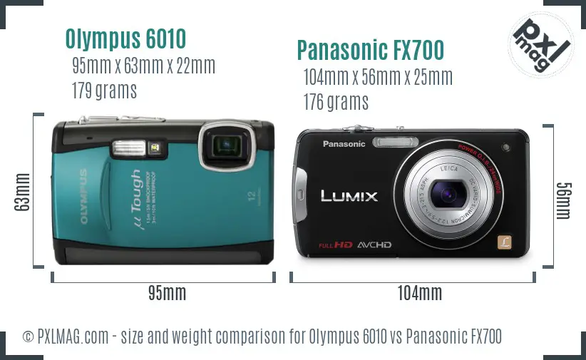 Olympus 6010 vs Panasonic FX700 size comparison