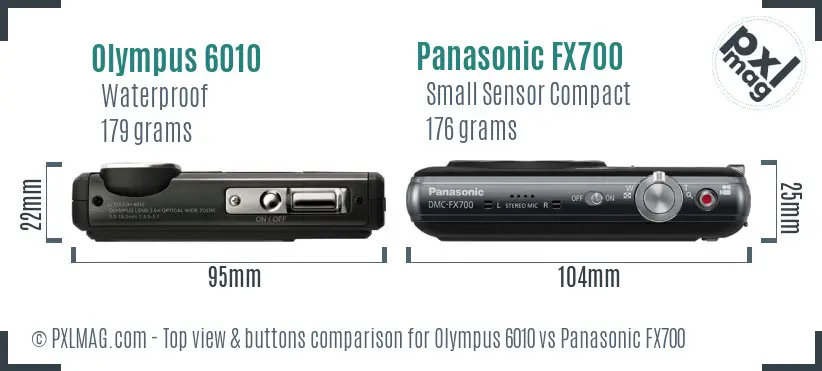 Olympus 6010 vs Panasonic FX700 top view buttons comparison