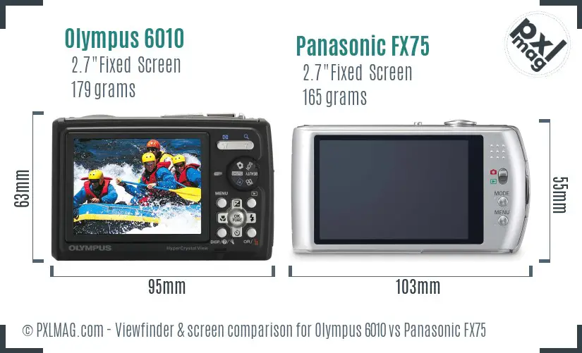 Olympus 6010 vs Panasonic FX75 Screen and Viewfinder comparison