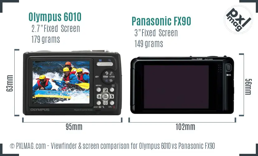 Olympus 6010 vs Panasonic FX90 Screen and Viewfinder comparison Olympus 6010 vs Panasonic FX90 Screen and Viewfinder comparison