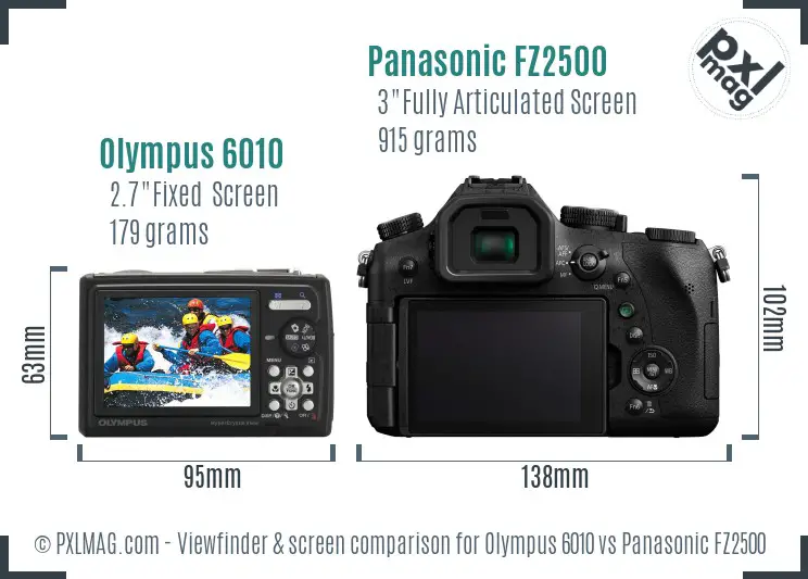 Olympus 6010 vs Panasonic FZ2500 Screen and Viewfinder comparison Olympus 6010 vs Panasonic FZ2500 Screen and Viewfinder comparison