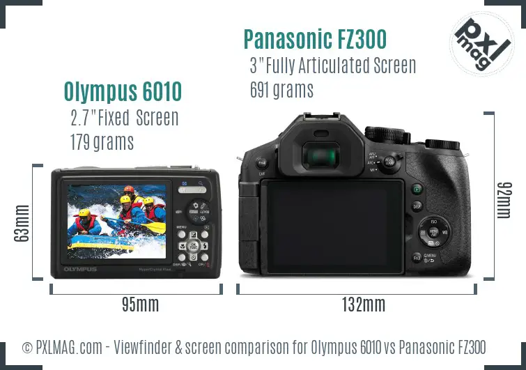 Olympus 6010 vs Panasonic FZ300 Screen and Viewfinder comparison Olympus 6010 vs Panasonic FZ300 Screen and Viewfinder comparison