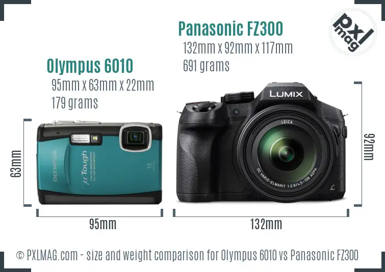 Olympus 6010 vs Panasonic FZ300 size comparison Olympus 6010 vs Panasonic FZ300 size comparison