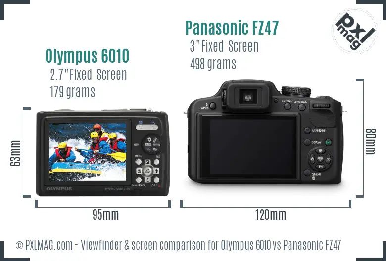 Olympus 6010 vs Panasonic FZ47 Screen and Viewfinder comparison