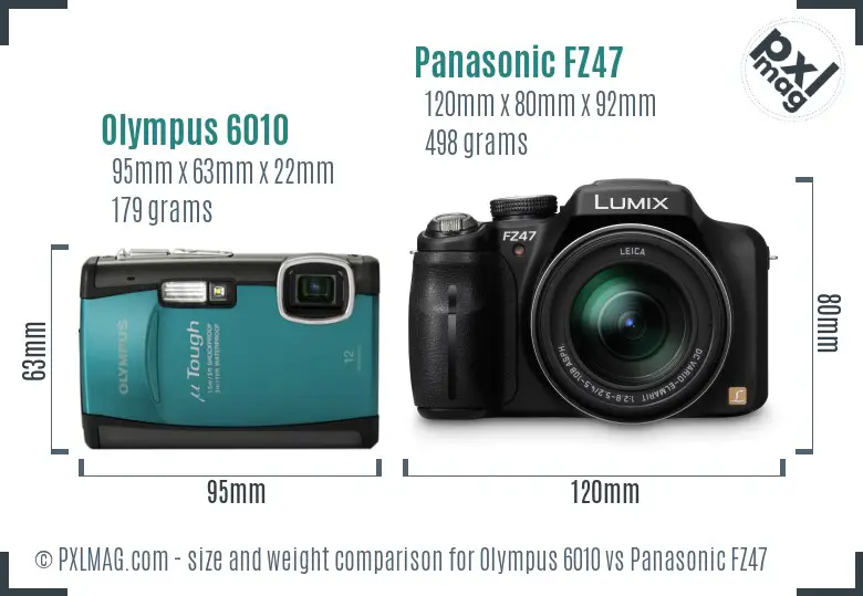 Olympus 6010 vs Panasonic FZ47 size comparison