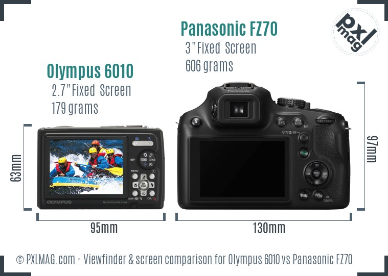 Olympus 6010 vs Panasonic FZ70 Screen and Viewfinder comparison